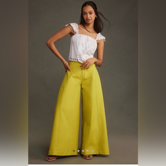 Maeve Pants - Maeve A-line Palazzo Pants Lime Color Size 4
